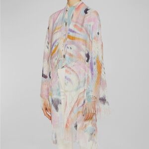 Etro viscose Fringed Watercolor Crochet Cardigan in Pastel Mix size 44